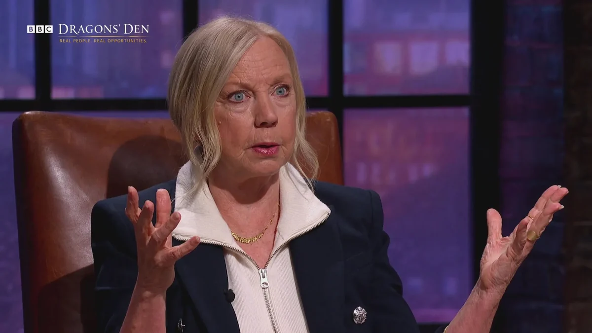 Deborah Meaden reacting to the GLP3-B pitch